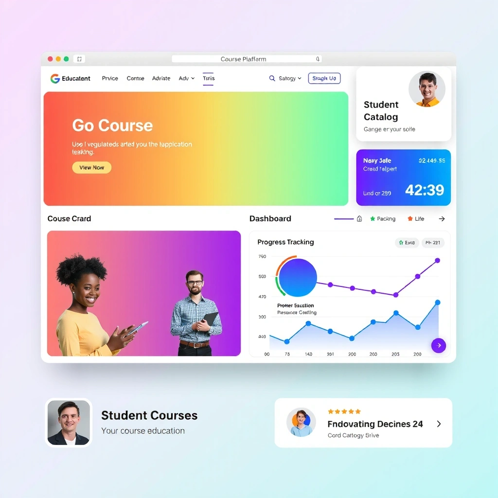 Educational platform with online courses and student management